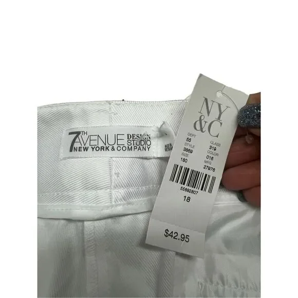 New York & Co 7Th Ave. White Crop Pants Sz 18 NWT - Picture 3 of 7